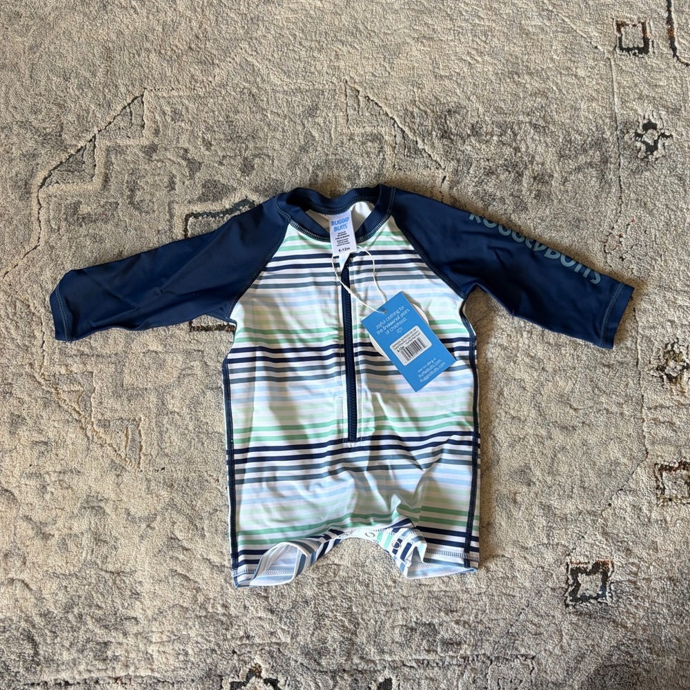 NWT Rugged Butts rash guard swim suit, 6-12 months